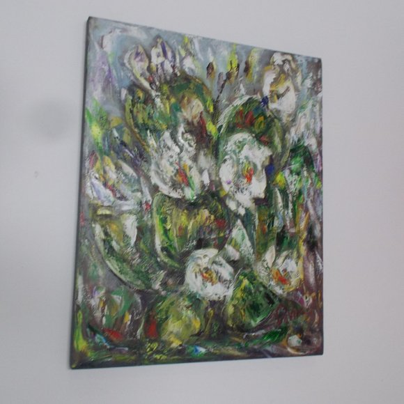 Original "Prickly Pear Cactus" impressionistic oil painting by Davila, 16"x20" - Picture 4 of 5